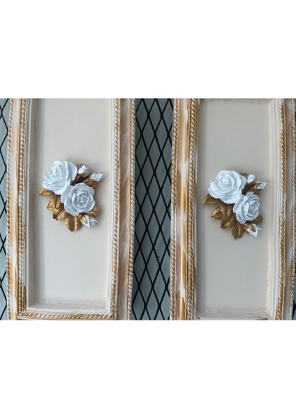 Duvar Tablosu 2li Set Krem-Gold Çiçekli Tablo 50CM fiyatları