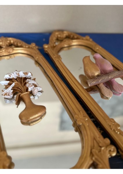 Duvar Ayna ve Kuşlu Tablo Büyük 2 Li Set 70CM fiyatları