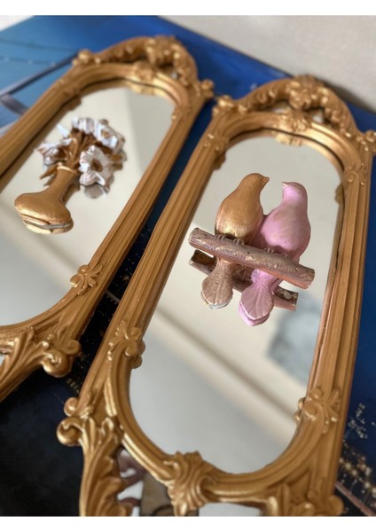 Duvar Ayna ve Kuşlu Tablo Büyük 2 Li Set 70CM modelleri