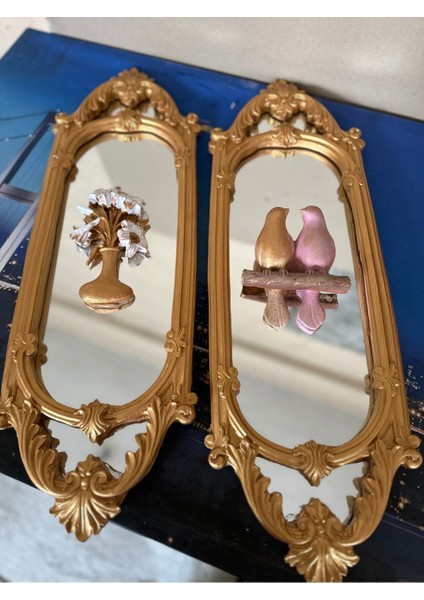 Duvar Ayna ve Kuşlu Tablo Büyük 2 Li Set 70CM fırsatları