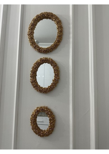 Dekoratif Çiçek Desenli 3 Lü Duvar Aynası fiyatları