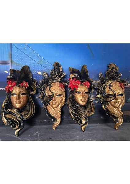 Maske Pano Duvar Dekoratif 4lü Set 30CM