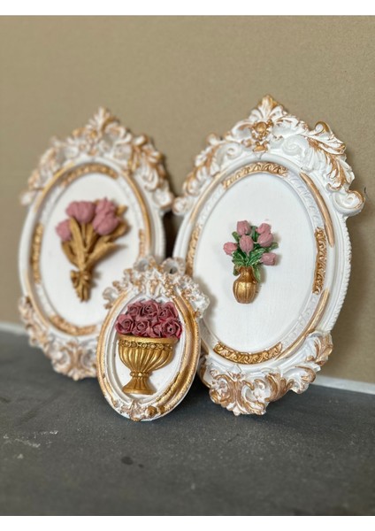 Özel El Yapımı Tablo 3 Lü Çiçekli Tablo fiyatları