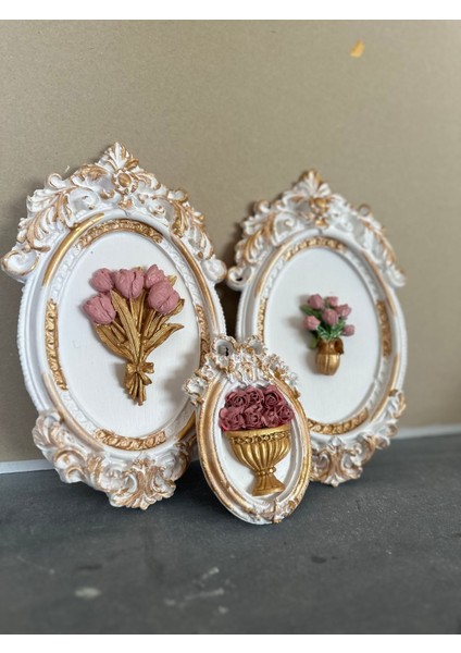 Özel El Yapımı Tablo 3 Lü Çiçekli Tablo fırsatları