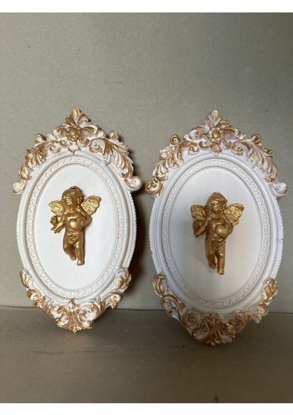 Melek Tablo 2 Li , Dekoratif Duvar Masa Tablosu 22CM