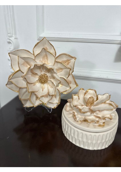 Lotus ve Manolya Kutu 2 Li Set , Masa Süsü 2 Li Modern Set