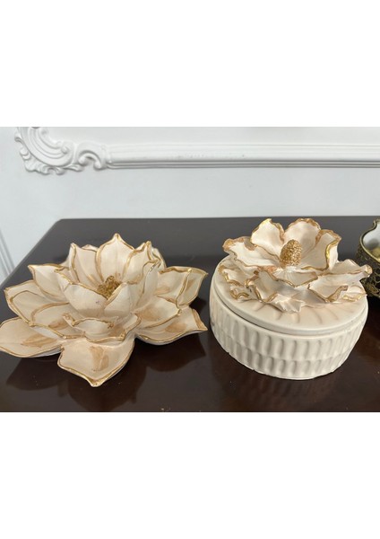 Lotus ve Manolya Kutu 2 Li Set , Masa Süsü 2 Li Modern Set