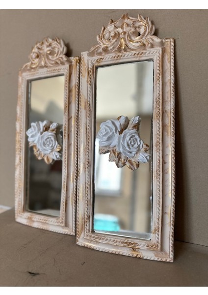 Aynalı Duvar Tablosu , Gül Detaylı Aynalı Tablo 2li 50CM modelleri