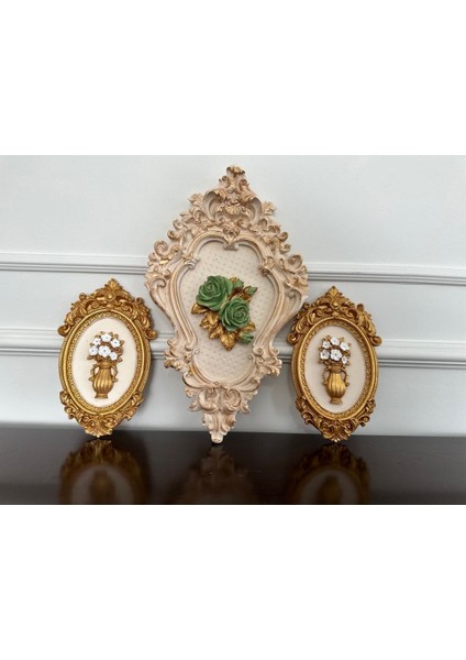 Çiçekli 3 Lü Çerçeveli Tablo Set indirimleri