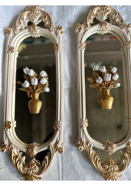 Aynalı Tablo 2li Krem-Gold 70CM ,vintage Tarzı Uzun Şık Tablo Ayna fırsatları