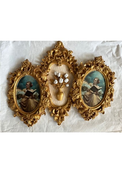 Tablo El Yapımı Dekoratif Vintage Tarzı 3 Lü Tablo , Çiçekli ve Dekopaj Tablo 30CM fiyatları