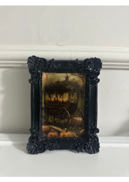 Siyah Bal Kabaklı ve Vampirli Tablo Vintage Tarzı Gotik Tablo 20CM fiyatları