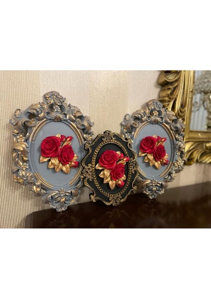 Çiçekli Dekoratif Duvar Tablosu 3 Lü , El Yapımı Duvar Dekorasyon Ürünü fiyatları