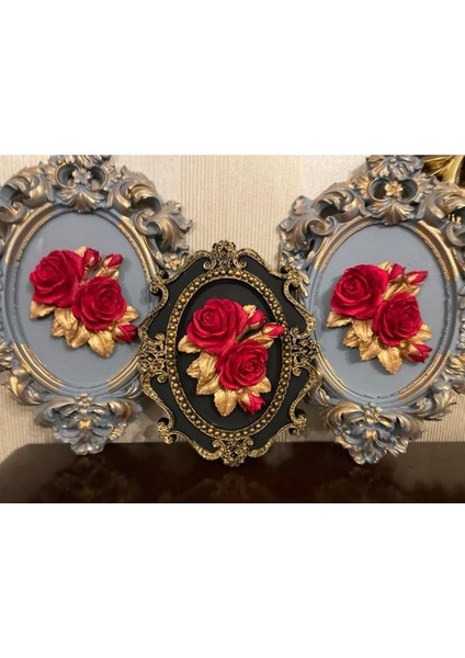 Çiçekli Dekoratif Duvar Tablosu 3 Lü , El Yapımı Duvar Dekorasyon Ürünü modelleri