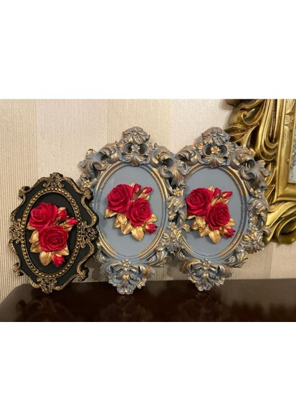 Çiçekli Dekoratif Duvar Tablosu 3 Lü , El Yapımı Duvar Dekorasyon Ürünü fırsatları