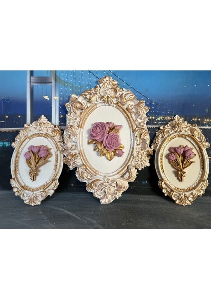 Çiçekli 3lü Tablo Set Dekoratif 3lü Duvar Süsü modelleri