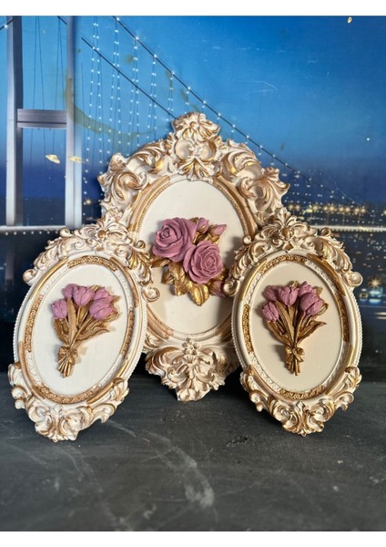 Çiçekli 3lü Tablo Set Dekoratif 3lü Duvar Süsü indirimleri