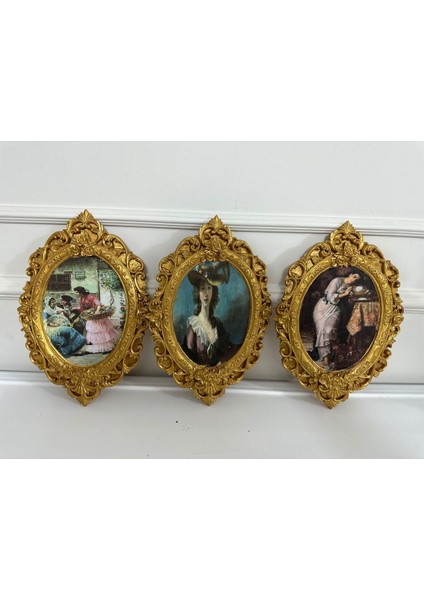 Duvar Tablo 3lü Set Dekoratif Duvar Süsü Dekopaj Teknikle 32CM