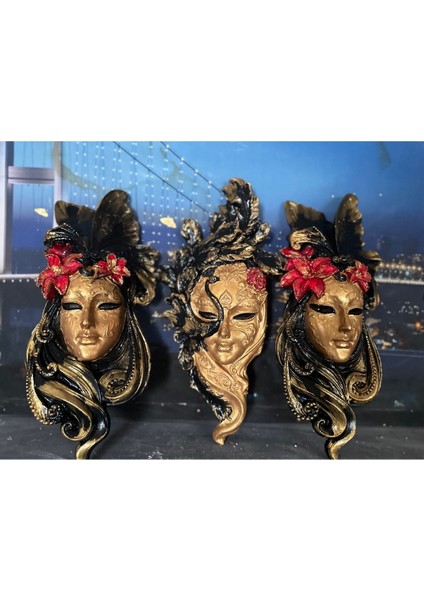 Maske Duvar Pano , 3lü Duvar Biblo 30CM