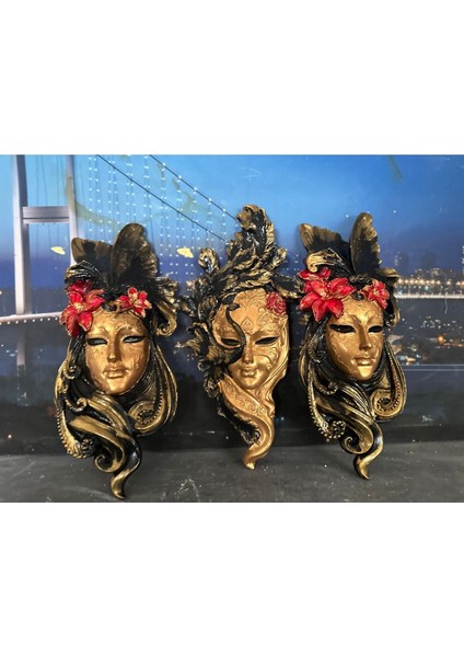 Maske Duvar Pano , 3lü Duvar Biblo 30CM indirimleri