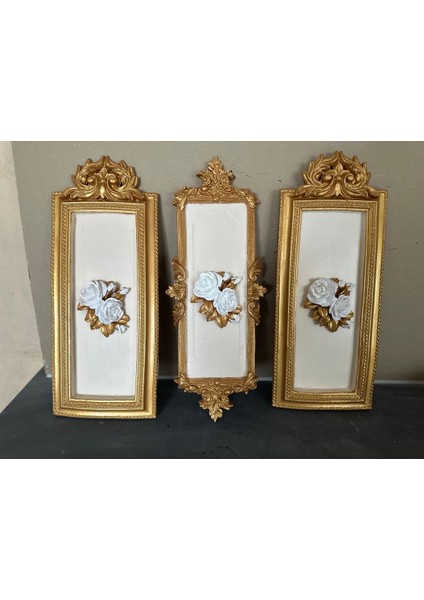 Çiçekli 3 Lü Duvar Tablosu