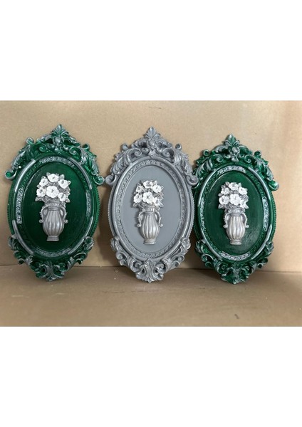 Çiçekli Dekoratif Duvar Tablosu 3 Lü Set 22CM fiyatları