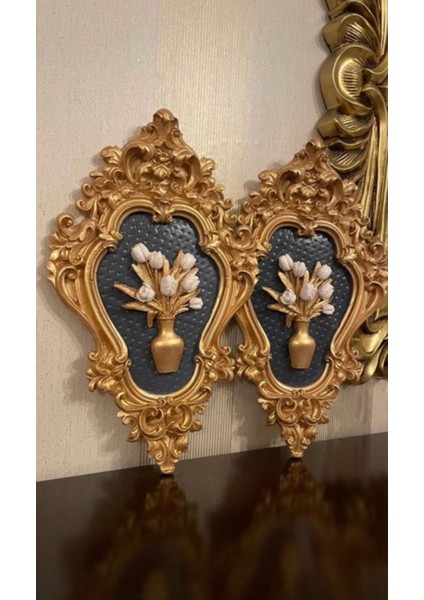 Çiçekli Duvar Tablosu 2li Set