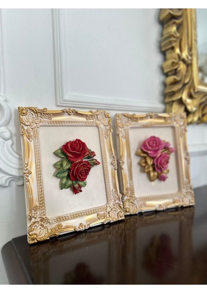 Gül Detaylı Tasarım El Yapımı Tablo 25CM , Dekoratif TABLO2LI modelleri