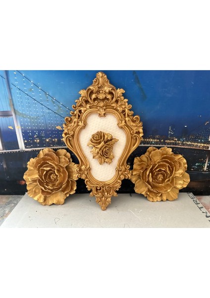 Dekoratif Duvar Tablo 3lü Set , Özel Tasarım Vintage Tarzı Duvar Gülü fırsatları