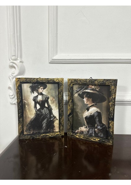 El Yapımı Vintage Tarzı 2li Tablo 20CM modelleri