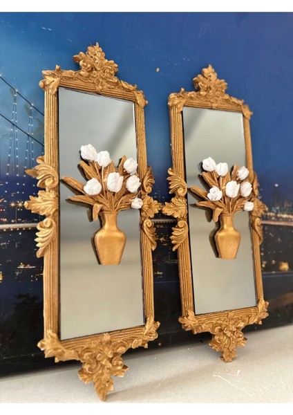 Çiçekli Aynalı Tasarım Tablo 2li fiyatları