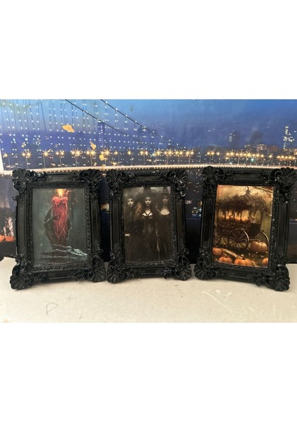 El Yapımı Vintage Gotik Çerçeveli Tablo 3lü Set 20CM fiyatları