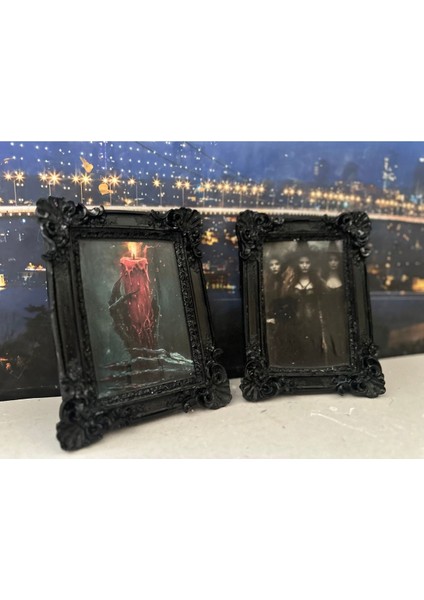 El Yapımı Vintage Gotik Çerçeveli Tablo 3lü Set 20CM fırsatları