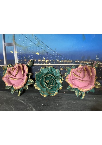 Duvar Dekor 3lü Set Çiçek , Lotus Gül fiyatları