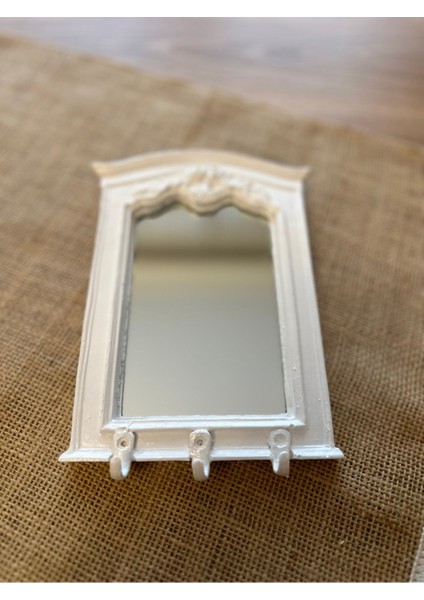 Ayna Detaylı Beyaz Anahtarlık , Modern Anahtar Askısı 20 cm