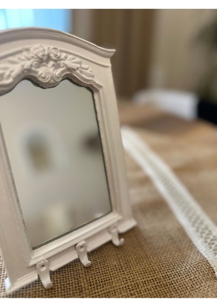 Ayna Detaylı Beyaz Anahtarlık , Modern Anahtar Askısı 20 cm modelleri