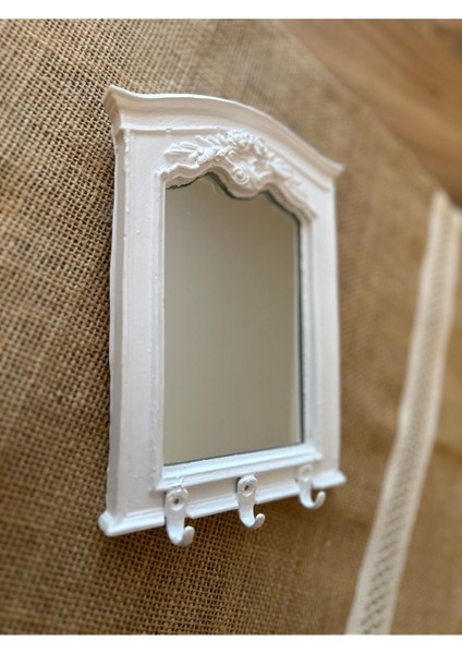 Ayna Detaylı Beyaz Anahtarlık , Modern Anahtar Askısı 20 cm indirimleri