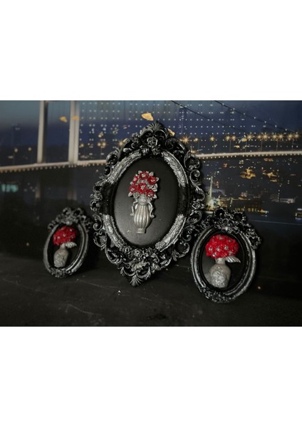 Siyah Gümüş 3lü Masa Duvar Tablo 3lü fiyatları