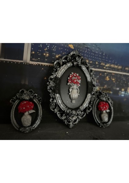 Siyah Gümüş 3lü Masa Duvar Tablo 3lü modelleri