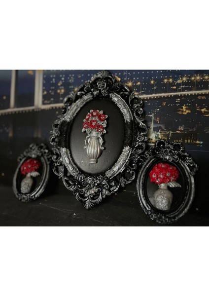 Siyah Gümüş 3lü Masa Duvar Tablo 3lü fırsatları