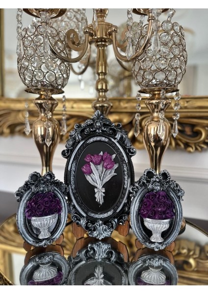 Çiçekli Çerçeveli Masa Duvar Süsü 3 Lü modelleri