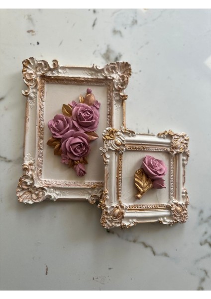 Çiçekli Duvar Masa Tablo 2 Li Set Büyük 22CM Küçük 14CM fiyatları