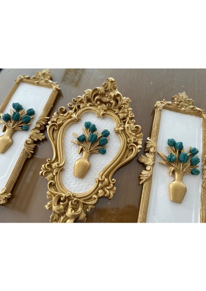 Çiçekli Dekoratif Duvar Tablosu 3 Lü Set modelleri