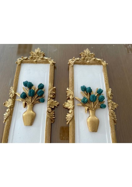 Çiçekli Dekoratif Duvar Tablosu 3 Lü Set