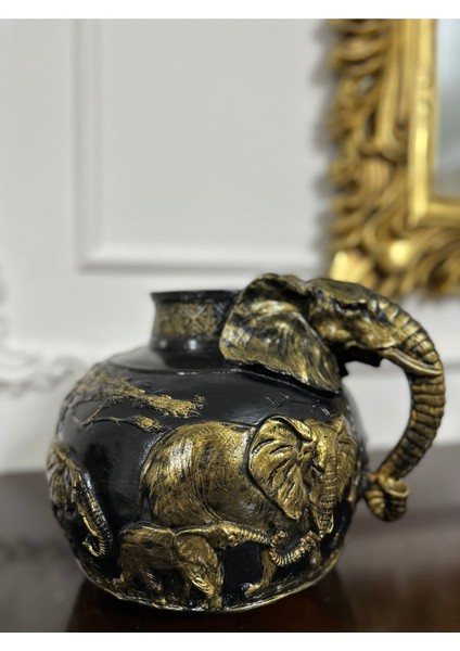 Filli Büyük Vazo ,dekoratif Fil Detaylı Vazo (26X35) cm modelleri