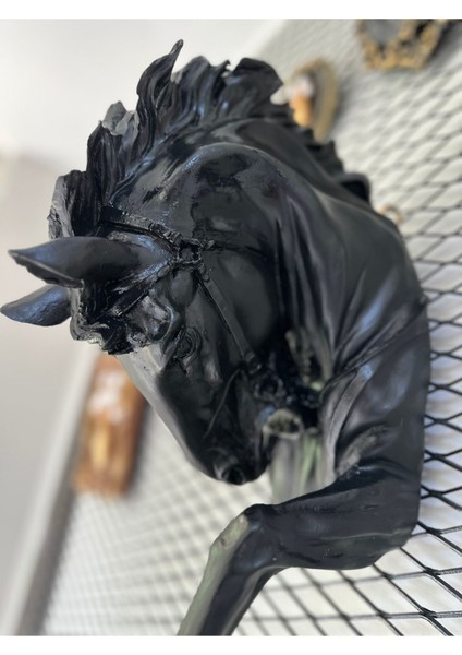 At Kafası Heykeli , Dekoratif Duvar Biblosu , Siyah Gümüş Eskitme