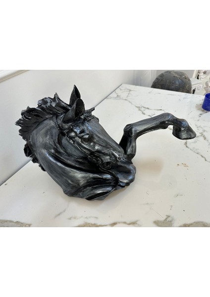 At Kafası Heykeli , Dekoratif Duvar Biblosu , Siyah Gümüş Eskitme fiyatları