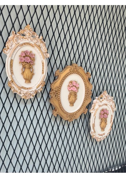 Duvar Tablosu Tasarım 3 Lü Set , Çiçekli Modern Tablo modelleri