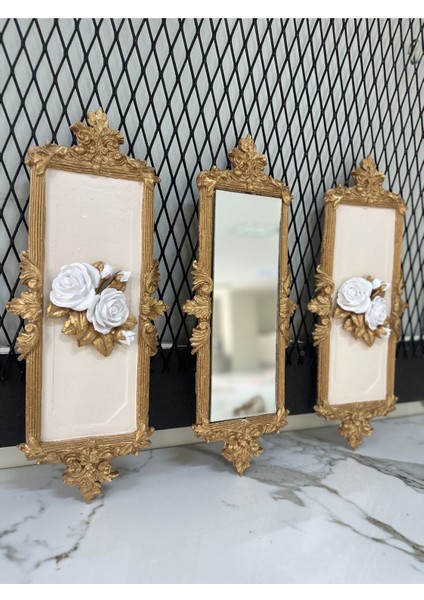 Güllü Çerçeveli Ayna ve Tablo 3 Lü fiyatları
