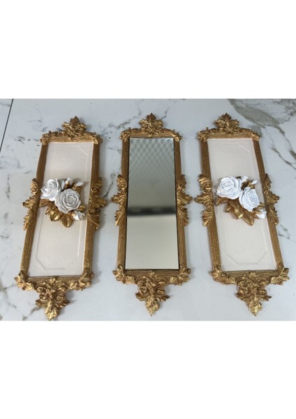 Güllü Çerçeveli Ayna ve Tablo 3 Lü modelleri